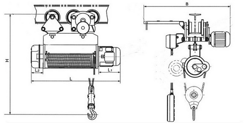 CD Wire Rope Hoist with pendant control and wireless remote Heavy-duty rope lifter