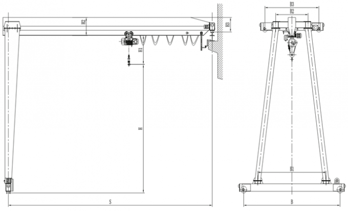 Semi-gantry crane technical drawings