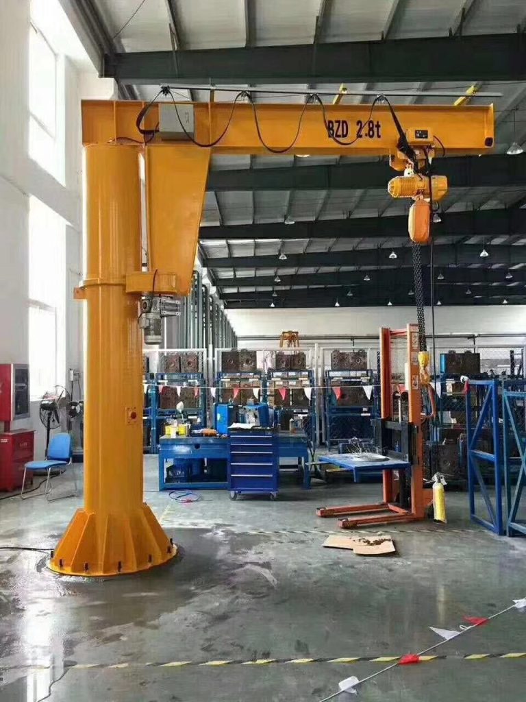 A JIB crane is used in the workshop
